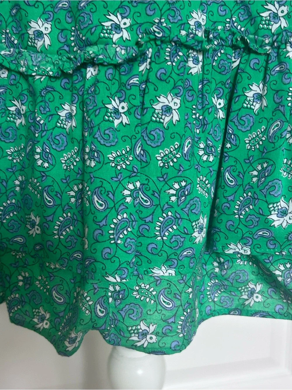 J. Crew Green Floral Tiered Smocked Waist Ruffled Hem Elastic Waist Skirt
